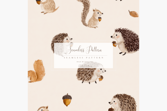 Download Cute Woodland Hedgehog and Squirrel Seamless Pattern PNG - Woodland hedgehog Collection