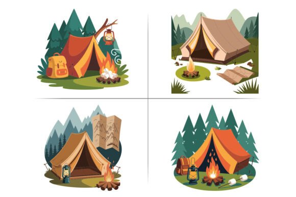 Download Camping Tent Illustration Clipart Design - Camp Collection
