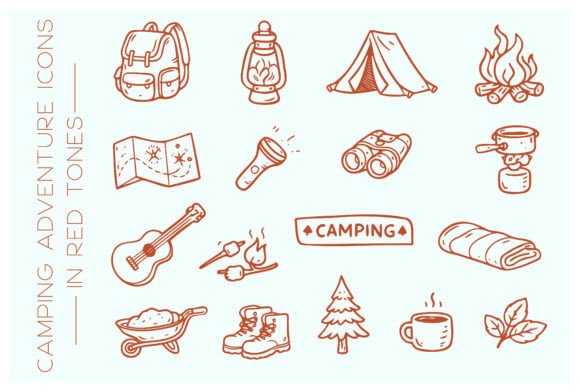 Download Camping Adventure Doodle Icon Set - Camp Collection