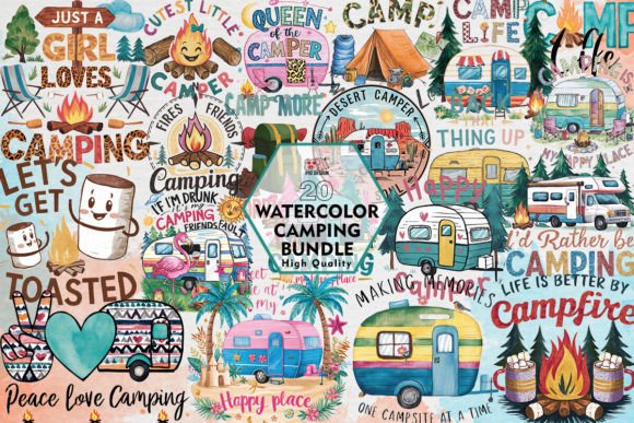 Download Watercolor Camping Clipart PNG Graphics - Camp Collection
