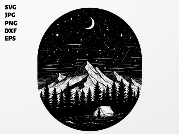 Download Night Camping Mountains SVG for Cricut - Camp Collection